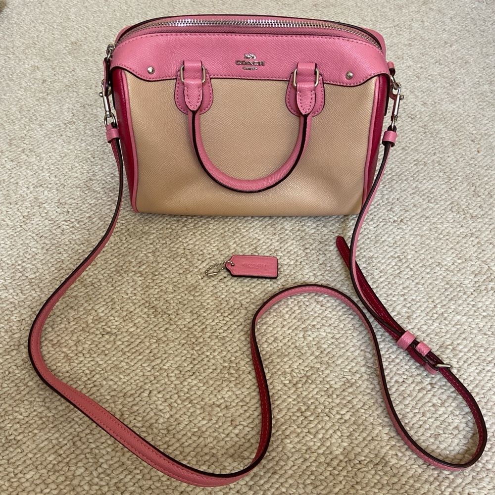 Coach Pink and Tan Crossbody Bag